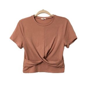Pale Pink Front Twist T-Shirt